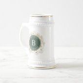 Olijfgroene Elegante Bruidsjonkers Cadeau Bierpul (Voorkant links)