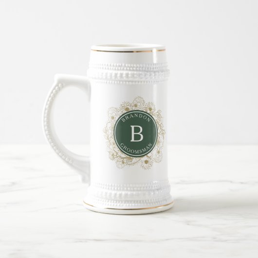 Olijfgroene Elegante Bruidsjonkers Cadeau Bierpul (Links)