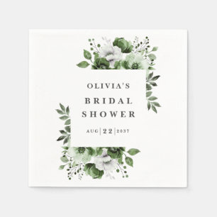 Olijfgroene Elegante Landelijke Bloemachtige Bruil Servet