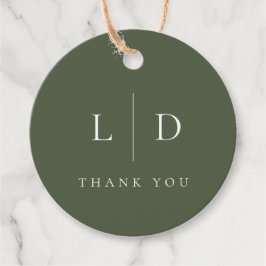 Olijfgroene Elegante Minimalistische Monogram Brui Bedankjes Labels