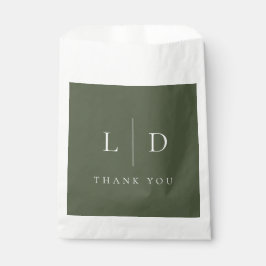 Olijfgroene Elegante Minimalistische Monogram Brui Bedankzakje