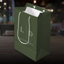 Olijfgroene Elegante Minimalistische Monogram Brui