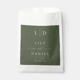Olijfgroene Elegante Minimalistische Monogram Trou Bedankzakje