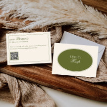 Olijfgroene Elegante Oude Geld QR Code Huwelijksre