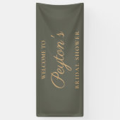 Olijfgroene Elegante Script Bruids Shower Welkom Spandoek (Verticaal)