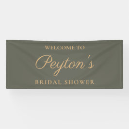Olijfgroene Elegante Script Bruids Shower Welkom Spandoek
