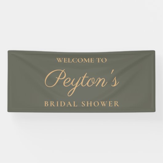 Olijfgroene Elegante Script Bruids Shower Welkom Spandoek (Horizontaal)