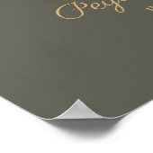 Olijfgroene Elegante Script Uitgeschakelde Trouwbo Poster (Hoek)