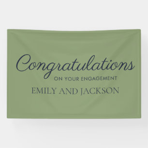 Olijfgroene Elegante Script Verlovingsbanner Spandoek