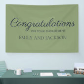 Olijfgroene Elegante Script Verlovingsbanner Spandoek (Beurs)