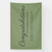 Olijfgroene Elegante Script Verlovingsbanner Spandoek (Verticaal)