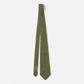 Olijfgroene Elegante Trouwusher Lauwer Monogram Stropdas (Achterkant)