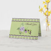 Olijfgroene en Paarse Rozen Kaart (Gele Bloem)