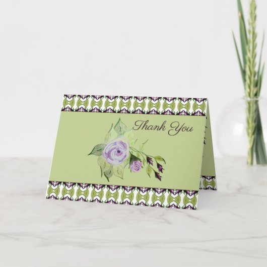 Olijfgroene en Paarse Rozen Kaart (Voorkant)