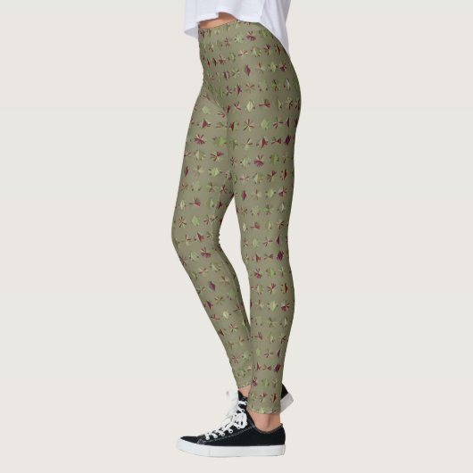 Olijfgroene en rode Leggings (Links)