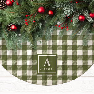 Olijfgroene en witte gingham plissé monogram kerstboom rok
