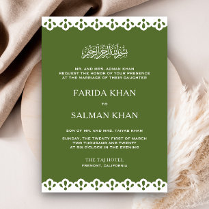 Olijfgroene en Witte Kanten Islamitische Moslim Br Kaart