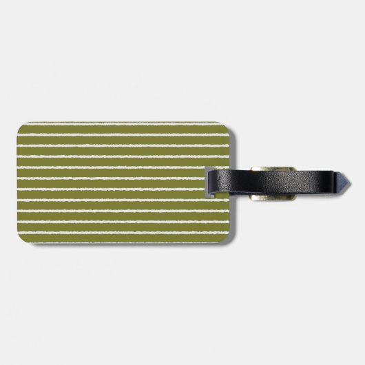 Olijfgroene en witte strepen met Uneven-lijnen Bagagelabel (Achterkant horizontaal)