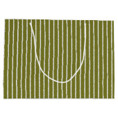 Olijfgroene en witte strepen met Uneven-lijnen Groot Cadeauzakje (Achterkant)