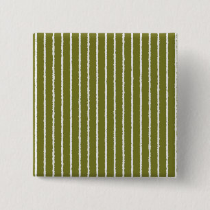 Olijfgroene en witte strepen met Uneven-lijnen Vierkante Button 5,1 Cm