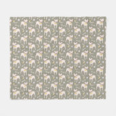 Olijfgroene fleece deken met speelse pitbulls (Voorkant (Horizontaal))