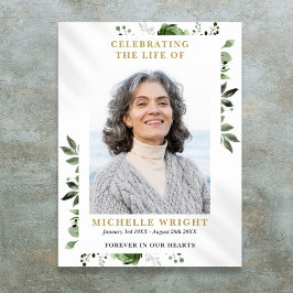 Olijfgroene foto begrafenis viering van het leven  poster