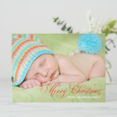Olijfgroene foto kerstkaart (Staand voorkant)