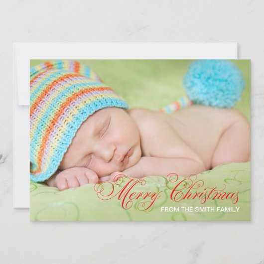Olijfgroene foto kerstkaart (Voorkant)