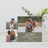 Olijfgroene foto save the date kaart (Staand voorkant)