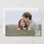Olijfgroene foto save the date kaart (Achterkant)
