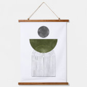 Olijfgroene geometrische vormen hangend wandkleed (Voorkant)