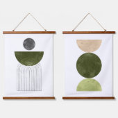 Olijfgroene geometrische vormen hangend wandkleed (Dubbel)