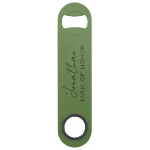 Olijfgroene gepersonaliseerde Man van Eer Speed Flessenopener