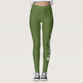 Olijfgroene gepersonaliseerde vlindernaam leggings (Voorkant)