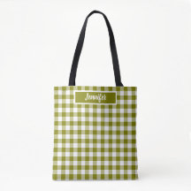 Olijfgroene geruite gingham gepersonaliseerd