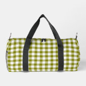 Olijfgroene geruite gingham gepersonaliseerde plunjezak (Achterkant)