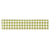 Olijfgroene geruite Gingham tafelloper (Horizontaal)