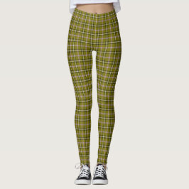 Olijfgroene geruite retro kleur leggings