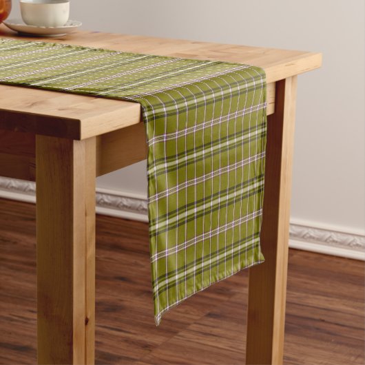 Olijfgroene geruite retro kleur tafelloper (Voorbeeld)