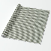Olijfgroene Gingham Rutpatroon Cadeaupapier (Uitgerold)