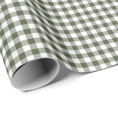Olijfgroene Gingham Rutpatroon Cadeaupapier (Rol Hoek)