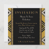 Olijfgroene gouden Art Deco uitnodiging voor diner (Achterkant)