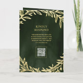 Olijfgroene gouden blad tak QR-code bruiloft (Achterkant)