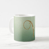 Olijfgroene gouden glitters letter V Koffiemok (Voorkant links)