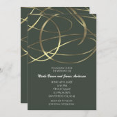 Olijfgroene & Gouden Nep-Folie Uitnodigingen (Voorkant / Achterkant)
