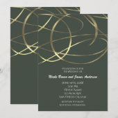 Olijfgroene & Gouden nepfolie uitnodigingen (Voorkant / Achterkant)