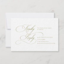 Olijfgroene "H" Monogram Huwelijks RSVP Kaart