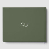 Olijfgroene handtekening script bruiloft gastenboek (Achterkant)