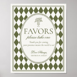 Olijfgroene Harlekijn Geruite Trouw Favorieten Bor Poster