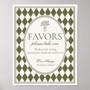Olijfgroene Harlekijn Geruite Trouw Favorieten Bor Poster